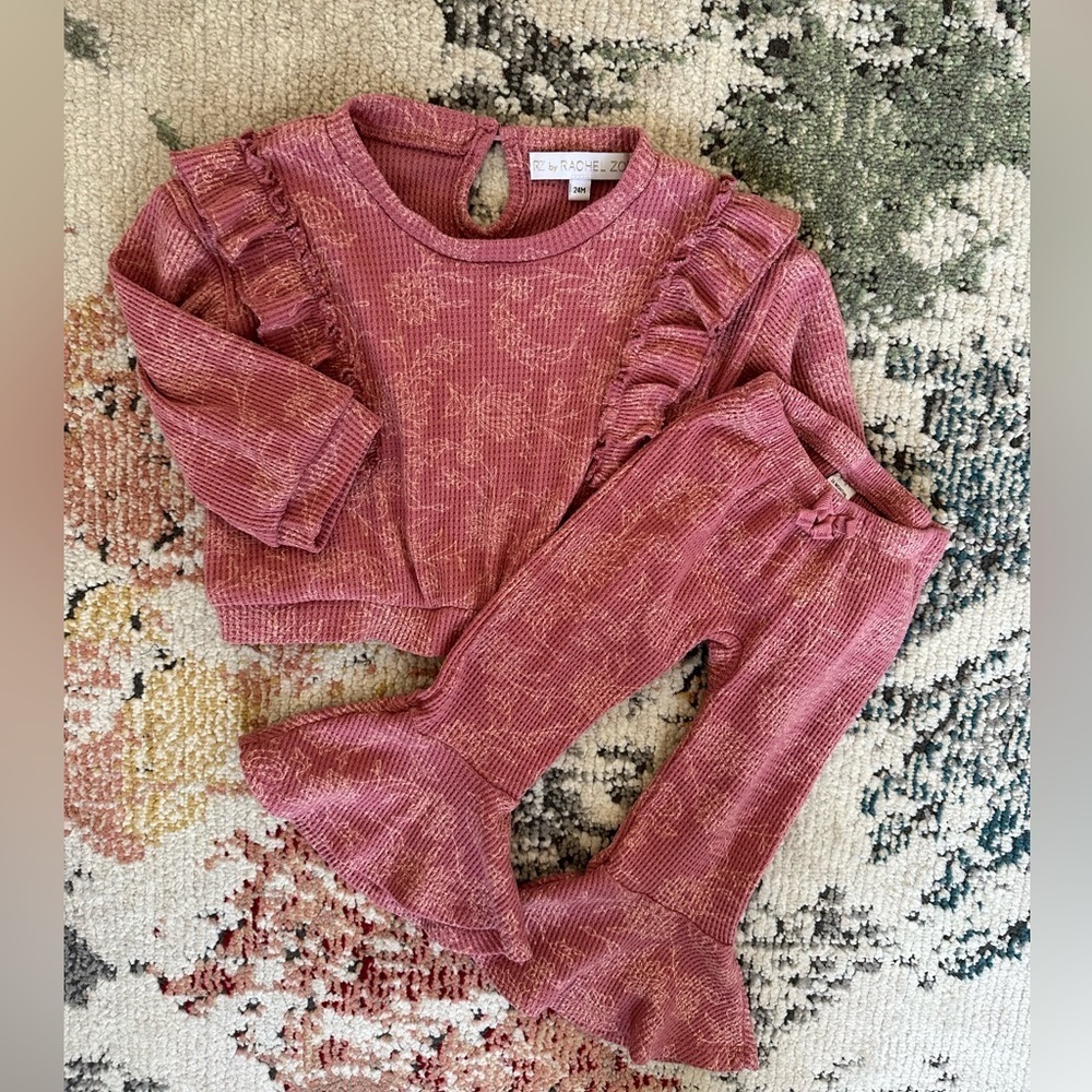 Rachel Zoe 24M Girl Floral Sweatshirt Flared Bottoms Outfit Set Boho EUC - Picture 8 of 10